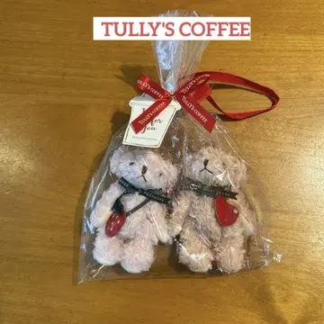 TULLY'S COFFEE 테디베어 2개 세트 체인 포함