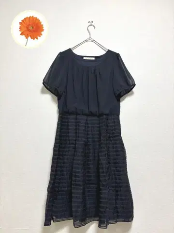 XL 내추럴 뷰티 반팔 원피스 빅 사이즈 안감 네이비