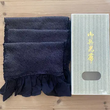 남성용 병자 오비 순수 실크 짜기 다크 네이비 박스 있음
