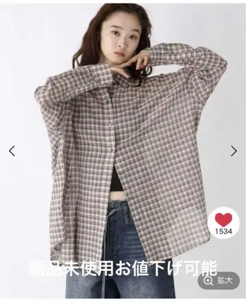 새상품 지나시스 코튼 보일 시어 체크 셔츠