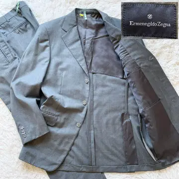 L 사이즈 Zegna 셋업 수트 그레이 스트라이프 원턱