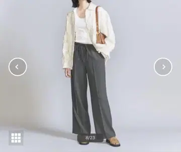 뷰티 앤 유스 폴리에스테르 트로 이지 와이드 팬츠
