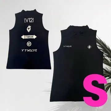 [새상품] V12 여성용 골프웨어 슬리브리스 모크넥 블랙 S