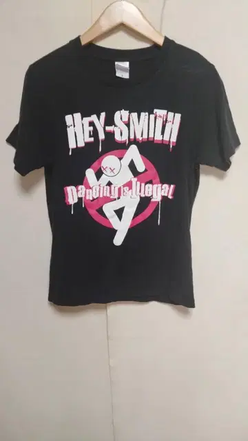 밴딩 티셔츠 HEY-SMITH 헤이스미스 양면 프린트 블랙 사이즈 S