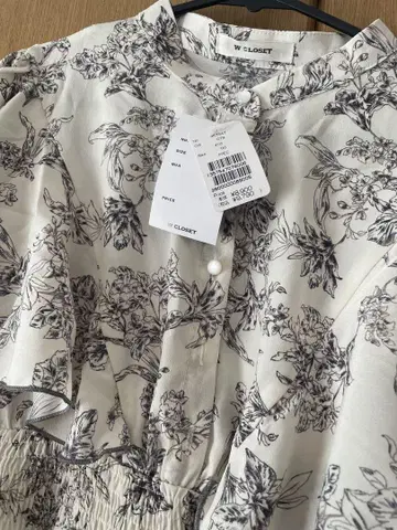 W closet 플라워 프린트 긴팔 롱 원피스