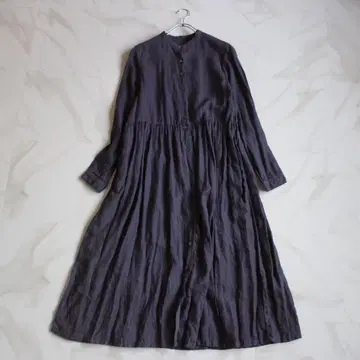 nest Robe 밴드 카라 롱 원피스 린넨 F 사이즈 퍼플