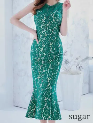 바네사 하트 전체 레이스 머메이드 슬리브리스 드레스