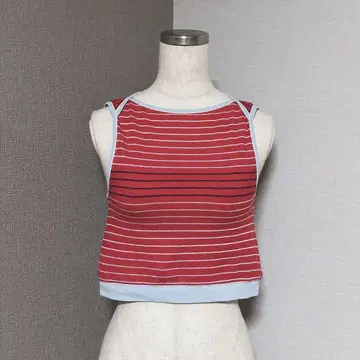 릴리 브라운 보더 배색 숏 탱크