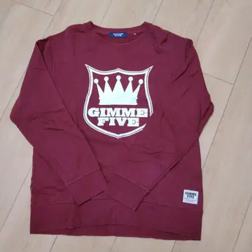 GIMME FIVE 버건디 크루넥 맨투맨