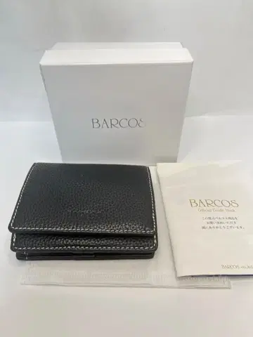 BARCOS 슈링크 가죽 미니 지갑 두겹 미니 지갑 블랙