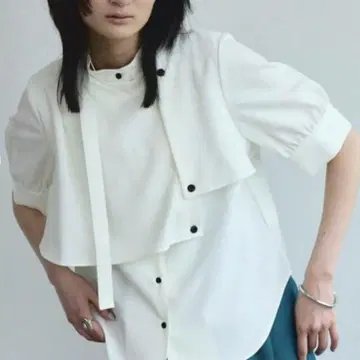 유나이티드 도쿄 셔츠 블라우스 하프 타이 숏 슬리브 블라우스