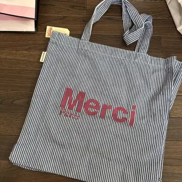 미사용 새상품 Merci 스트라이프 에코백 빅 사이즈