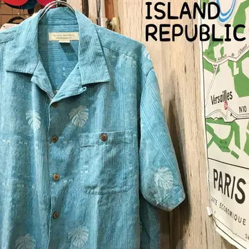ISLAND REPUBLIC 실크 셔츠 L 구제 의류 (1762)