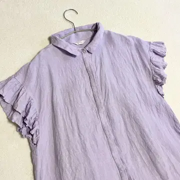 kapuwa 카푸와 린넨 프릴 슬리브 블라우스 셔츠