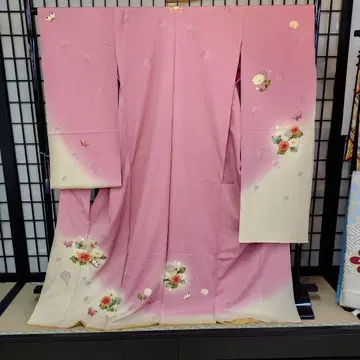 일본제 순수 실크 유젠 후리소데 처분 상품 047