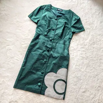 새상품급 MARY QUANT 꽃무늬 원피스 그린 38