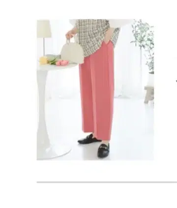 센터 프레스 칼라 와이드 팬츠 LL 사이즈 핑크