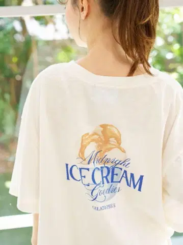 젤라또피케 [접촉 냉감] ICE 원 포인트 빅 티셔츠