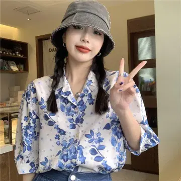 꽃무늬 반팔 셔츠