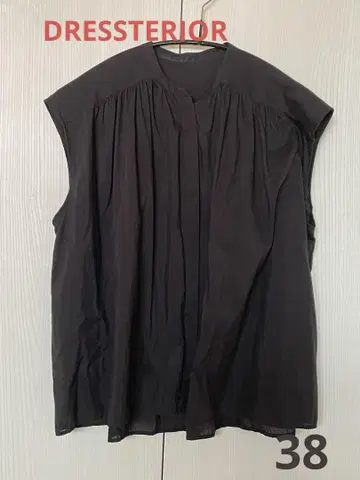 DRESSTERIOR 코튼 실크 블라우스 일부 소매 블랙