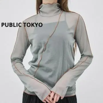 새상품급 PUBLIC TOKYO 퍼블릭 도쿄 시스루 메로우 하이넥
