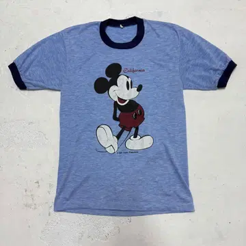 80s 디즈니 미키 마우스 링거 티셔츠 Disney 화이트