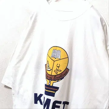 K-MET 빅 로고 티셔츠 화이트 구제 의류