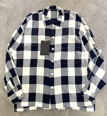 90년대 레이온 셔츠 체크 무늬 데드스탁 vintage