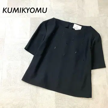 새상품급 KUMIKYOKU NOIR 자수 풀오버 블라우스 반팔 블랙