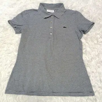 LACOSTE 라코스테 반팔 피케 셔츠 슬림핏 보더 무늬 36