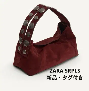 ZARA SRPLS 보르도 스웨이드 가죽 숄더백 [새상품, 택 포함]