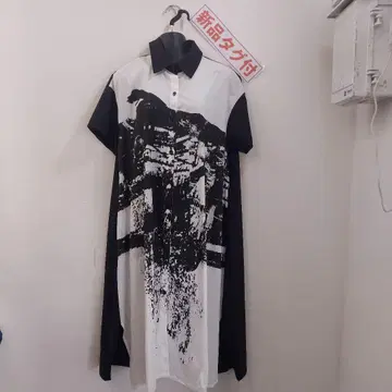 새상품 TRUBE 셔츠 원피스 반팔 흑백 L~LL