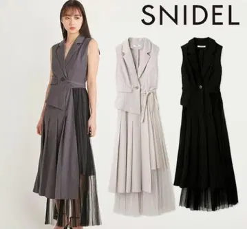 SNIDEL 스나이델 스위칭 디자인 원피스 그레이 튤