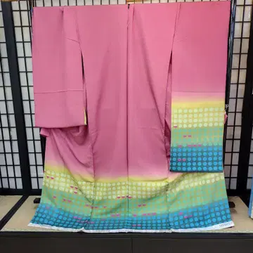 일본제 브랜드 순수 실크 유젠 후리소데 처분 상품 049