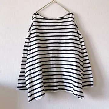 UPCYCLELINO 보더 롱 T 보트넥 M 마 혼방 빅 루즈 4730