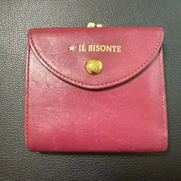 IL BISONTE 빨간색 가죽 접이식 지갑
