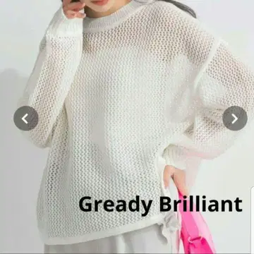 Gready Brilliant 기마 메쉬 크루 니트 화이트