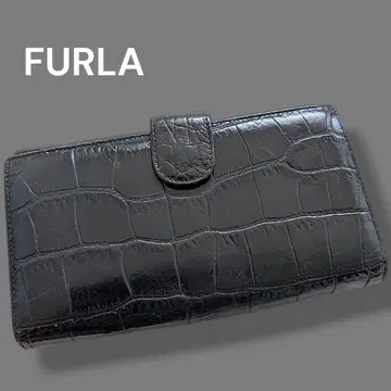 FURLA 훌라 장지갑 스냅 크로커다일 패턴 가죽 고급 블랙