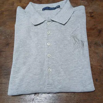Ralph Lauren XL 그레이 실버 자수 피케 셔츠