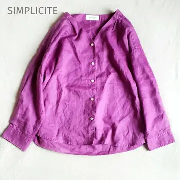 SIMPLICITE 린넨 블라우스 라미 100% 퍼플 린넨 셔츠