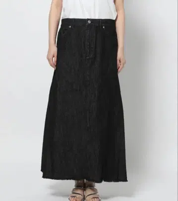 로리즈팜 멀티 사이즈 데님 스커트 데님 맥시 스커트 블랙