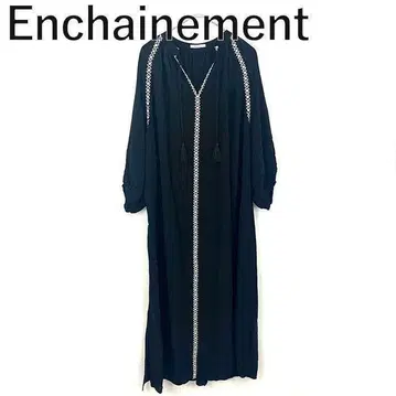 앙셰느망 Enchainement 롱 원피스 자수 블랙