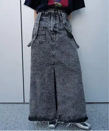 Ameri MEDI INVERT SUSPENDER DENIM SKIRT