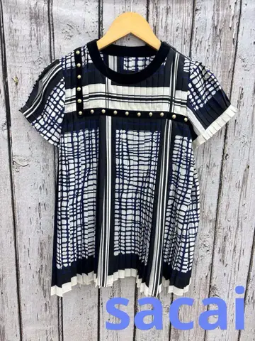 [ Y7 ] sacai 블라우스 플리츠 체크