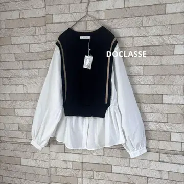 DOCLASSE 도킹 셔츠 레이어드 블라우스 레이어드 긴팔 화이트 블랙