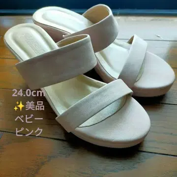 즉시 구매 핑크 베이지 스트랩 힐 샌들 38=24.0cm
