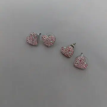 정품 스와로브스키 하트형 귀걸이 핑크 스톤 포함