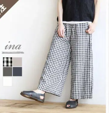 ina(이나) 린넨 체크 팬츠