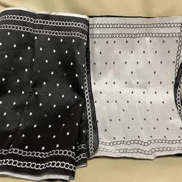 블랙과 화이트 도트 하트 무늬 오비