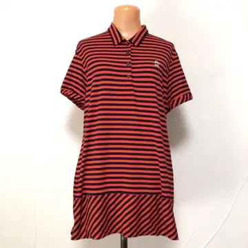 Munsingwear 펭귄 보더 튜닉 피케 셔츠 레드 네이비 LL
